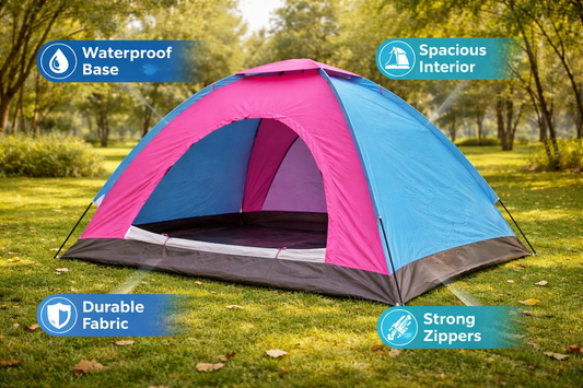 Bonterra 4 Person Tent with PVC Ground Sheet and Silver Fabric